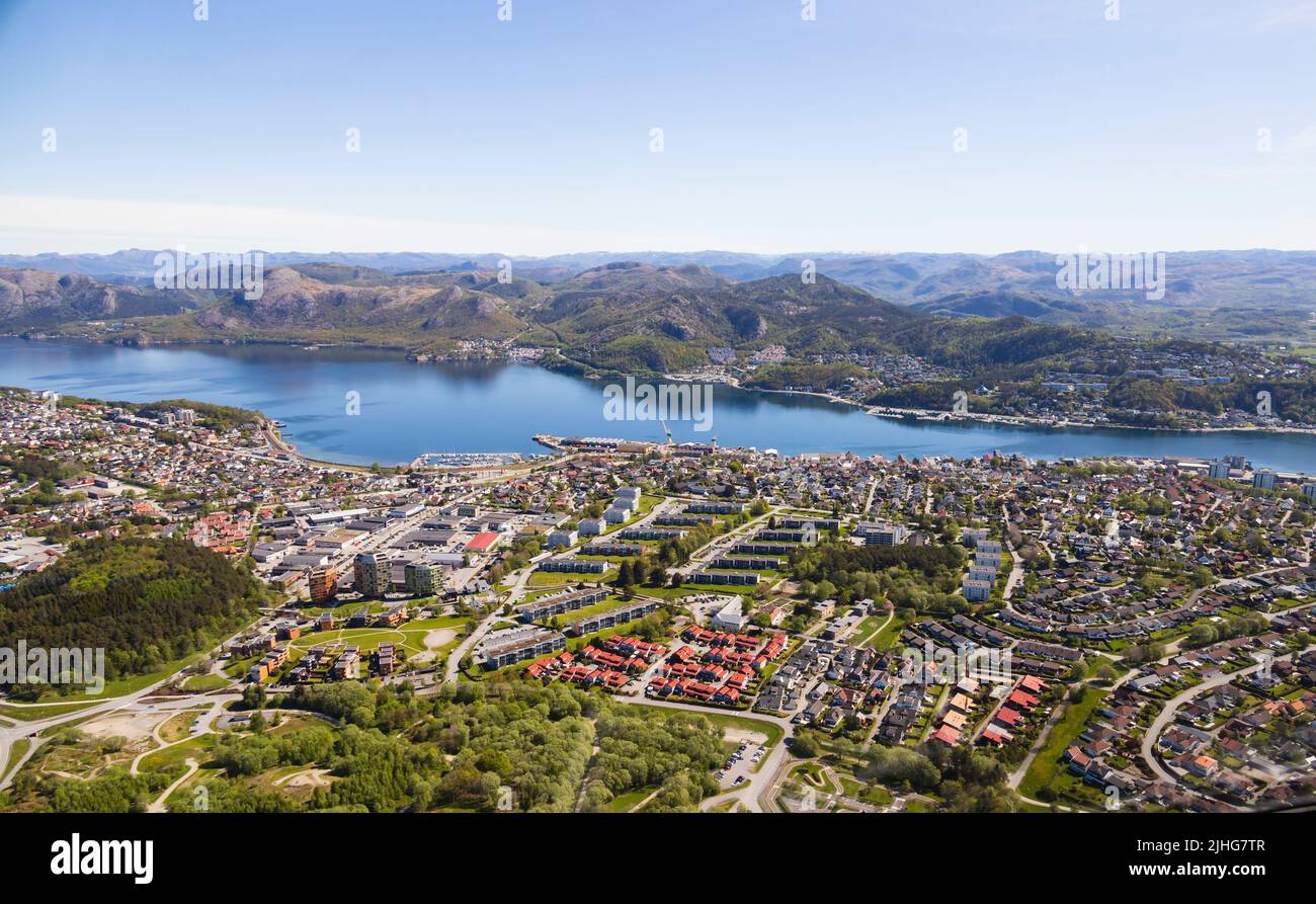 Aerial views of Stavanger from a helicopter. Stavanger, Norway Stock Photo