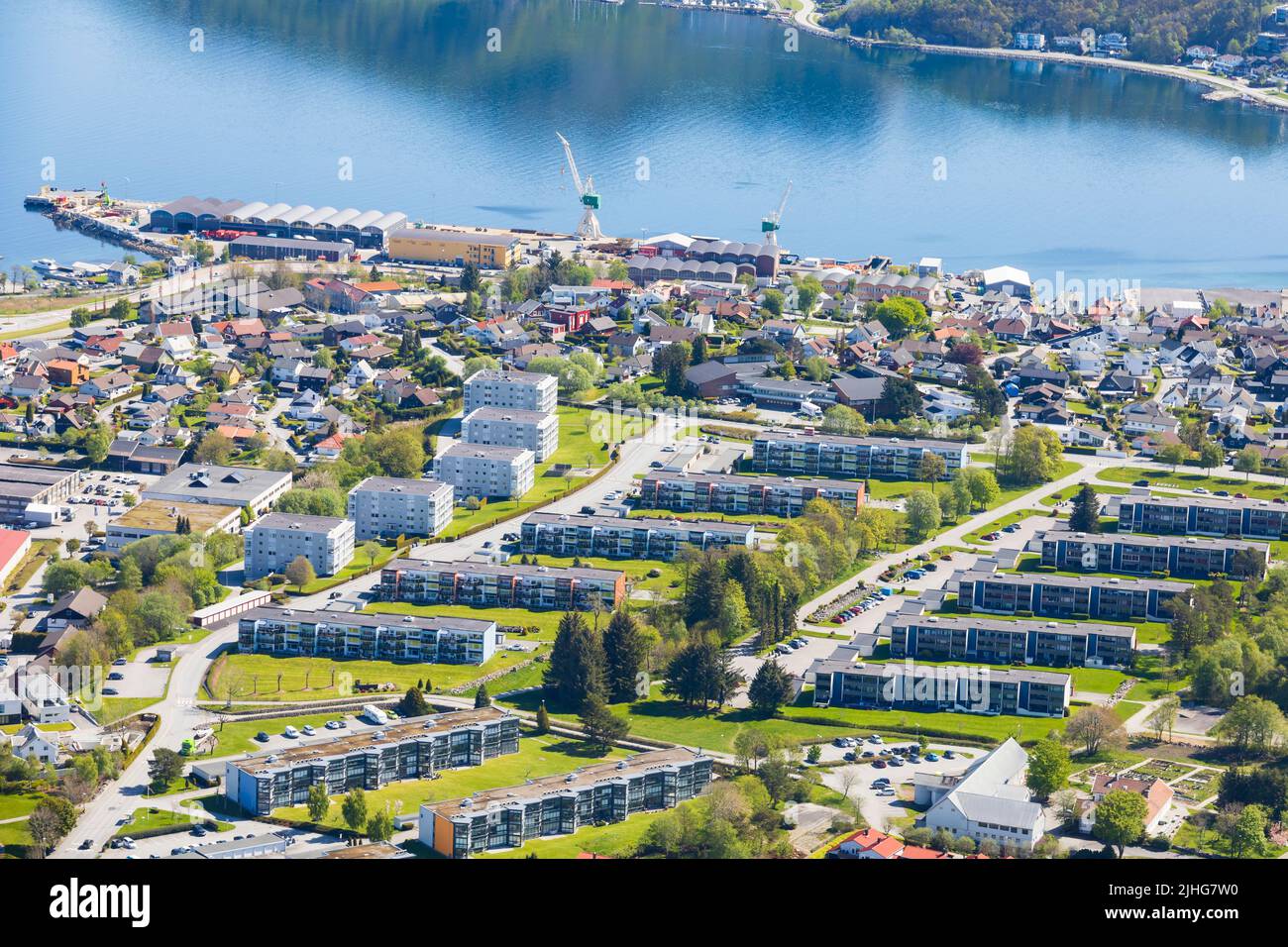 Aerial views of Stavanger from a helicopter. Stavanger, Norway Stock Photo