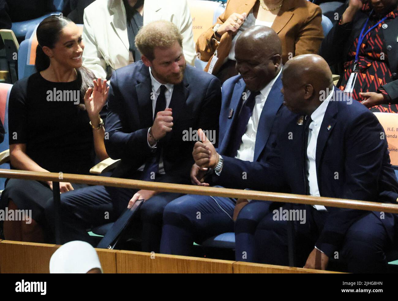 Britain's Prince Harry and his wife Meghan, Duchess of Sussex attend a celebration of Nelson Mandela International Day at the United Nations Headquarters in New York, U.S., July 18, 2022. REUTERS/Shannon Stapleton Stock Photo