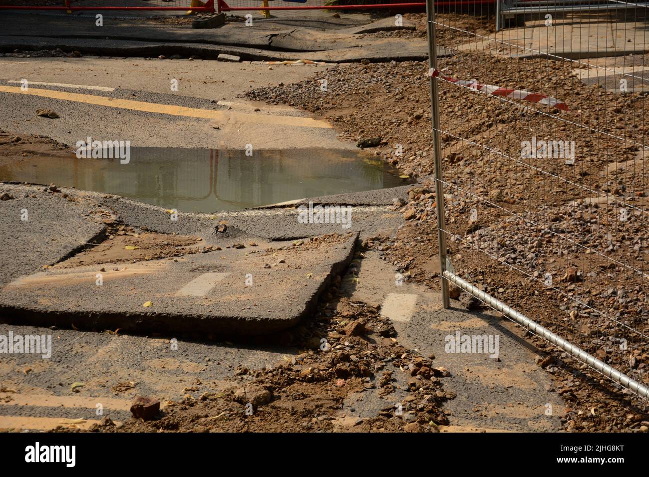 Hot weather causes a major road in Kingston upon Thames to crack and