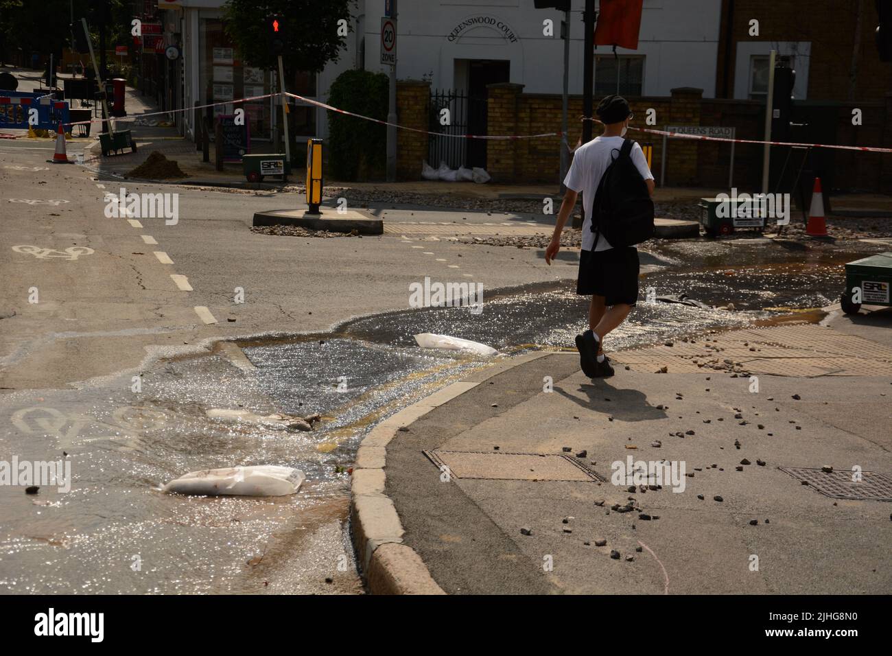 Hot weather causes a major road in Kingston upon Thames to crack and