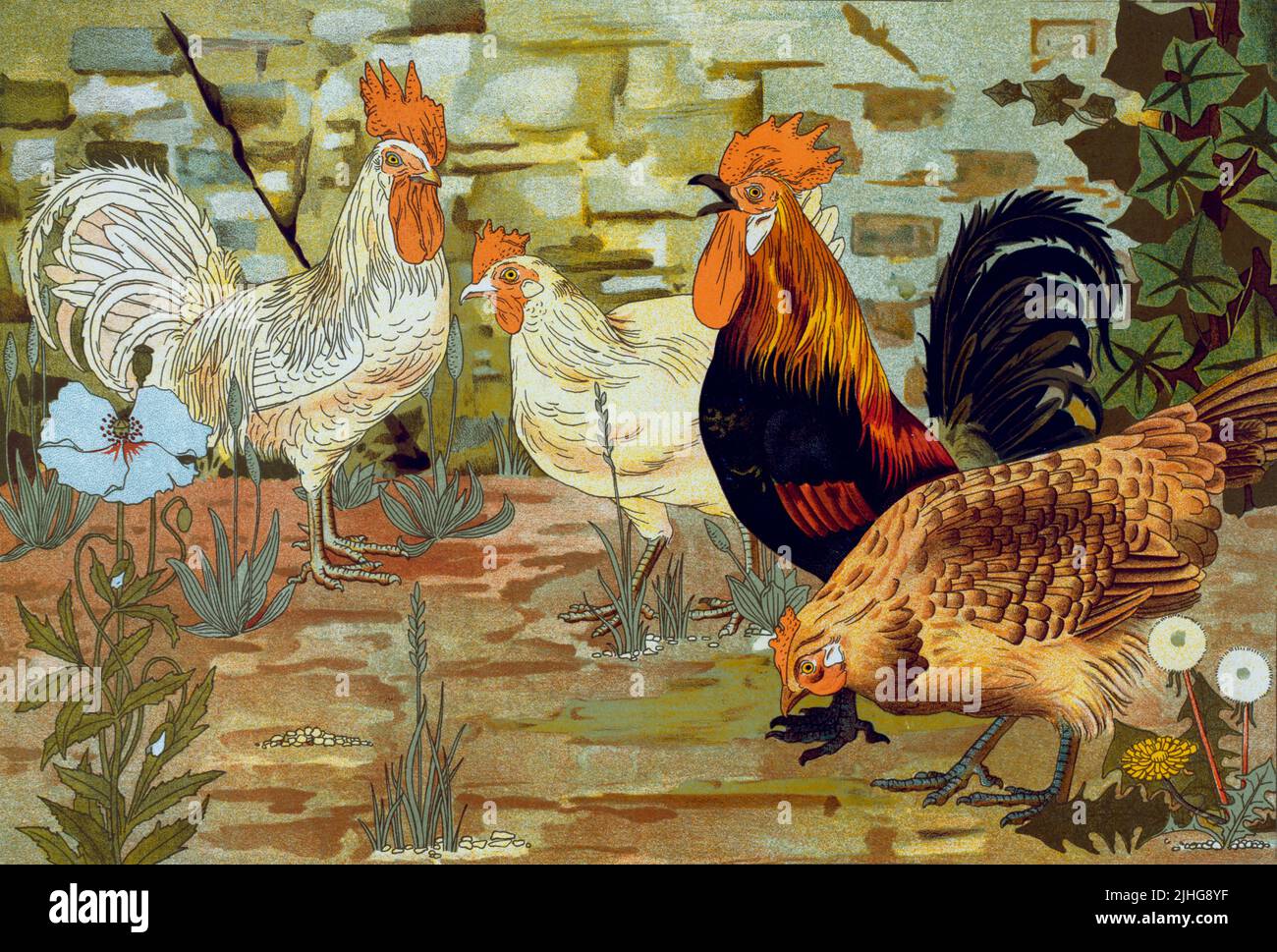 A farmyard scene by the French artist Maurice Pillard Verneuil (1869-1942) Stock Photo