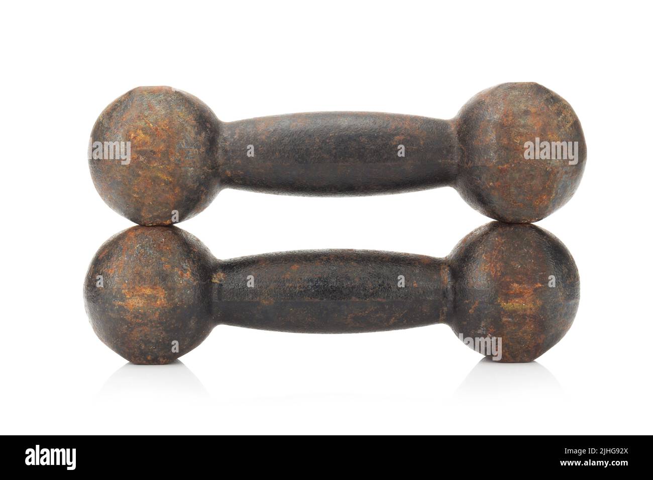 old dumbbell. rust. isolated on white background Stock Photo Alamy
