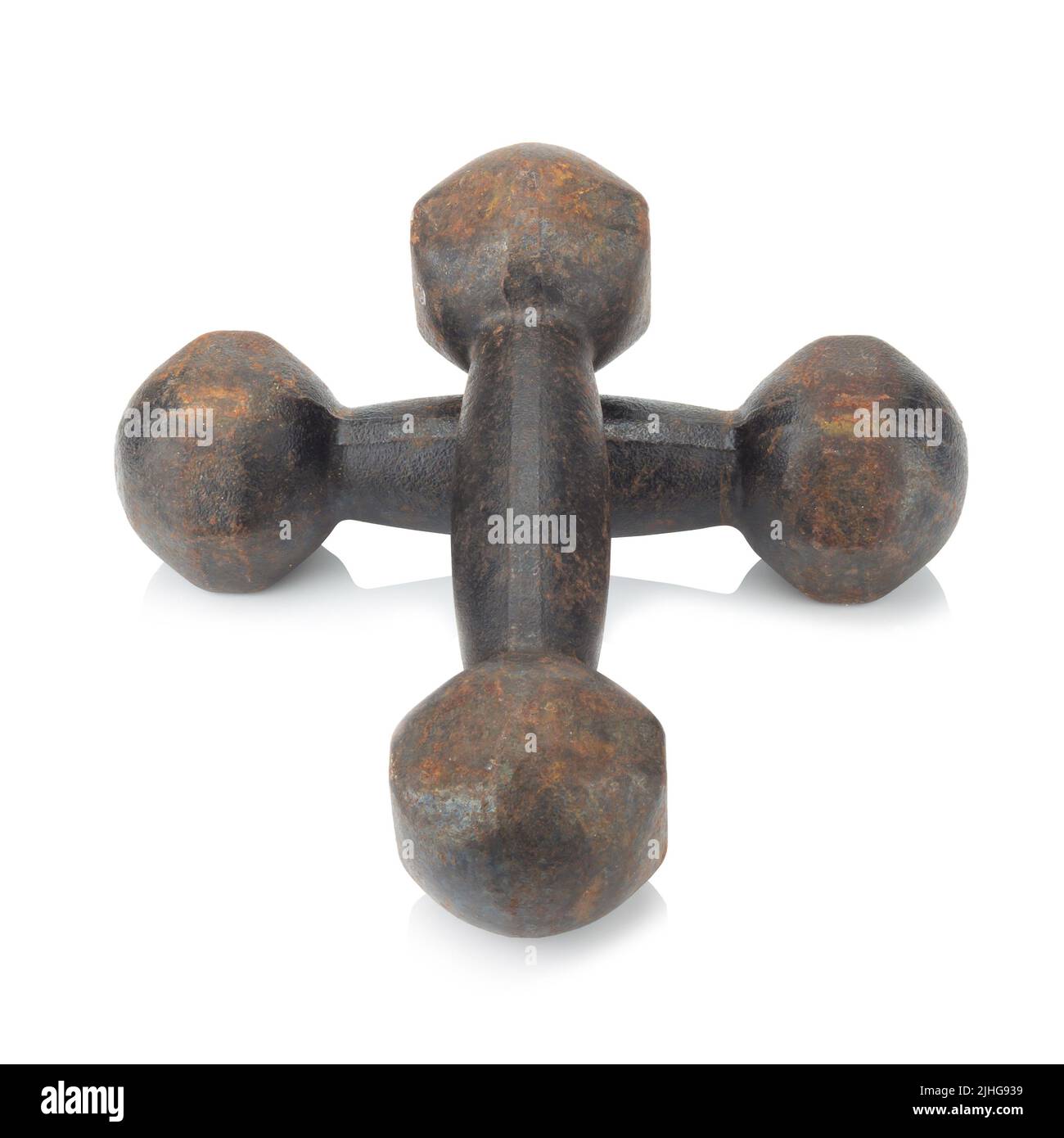 old dumbbell. rust. isolated on white background Stock Photo Alamy