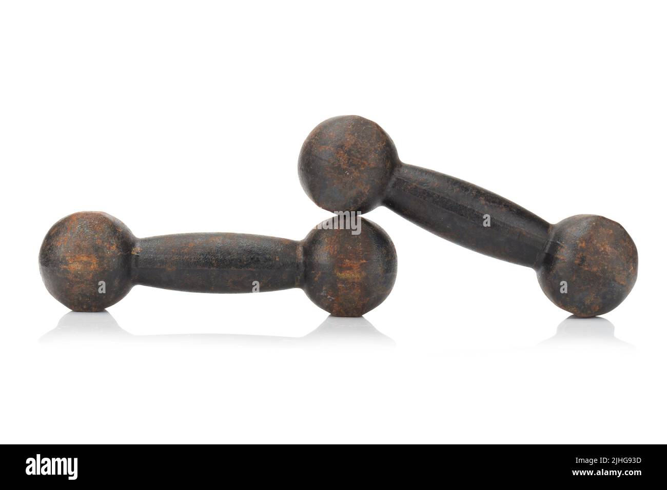 old dumbbell. rust. isolated on white background Stock Photo Alamy