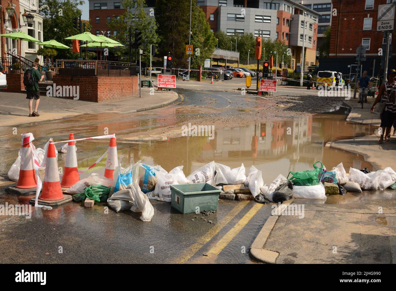 Hot weather causes a major road in Kingston upon Thames to crack and