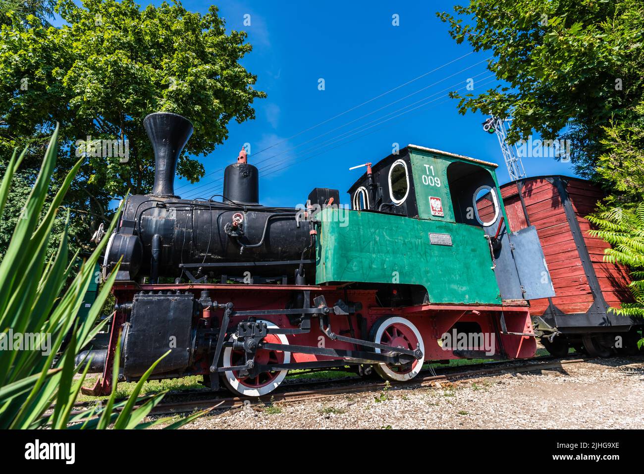 Wenecja, Poland - July 2020 : The old disused narrow gauge train locomotive in the museum Stock Photo