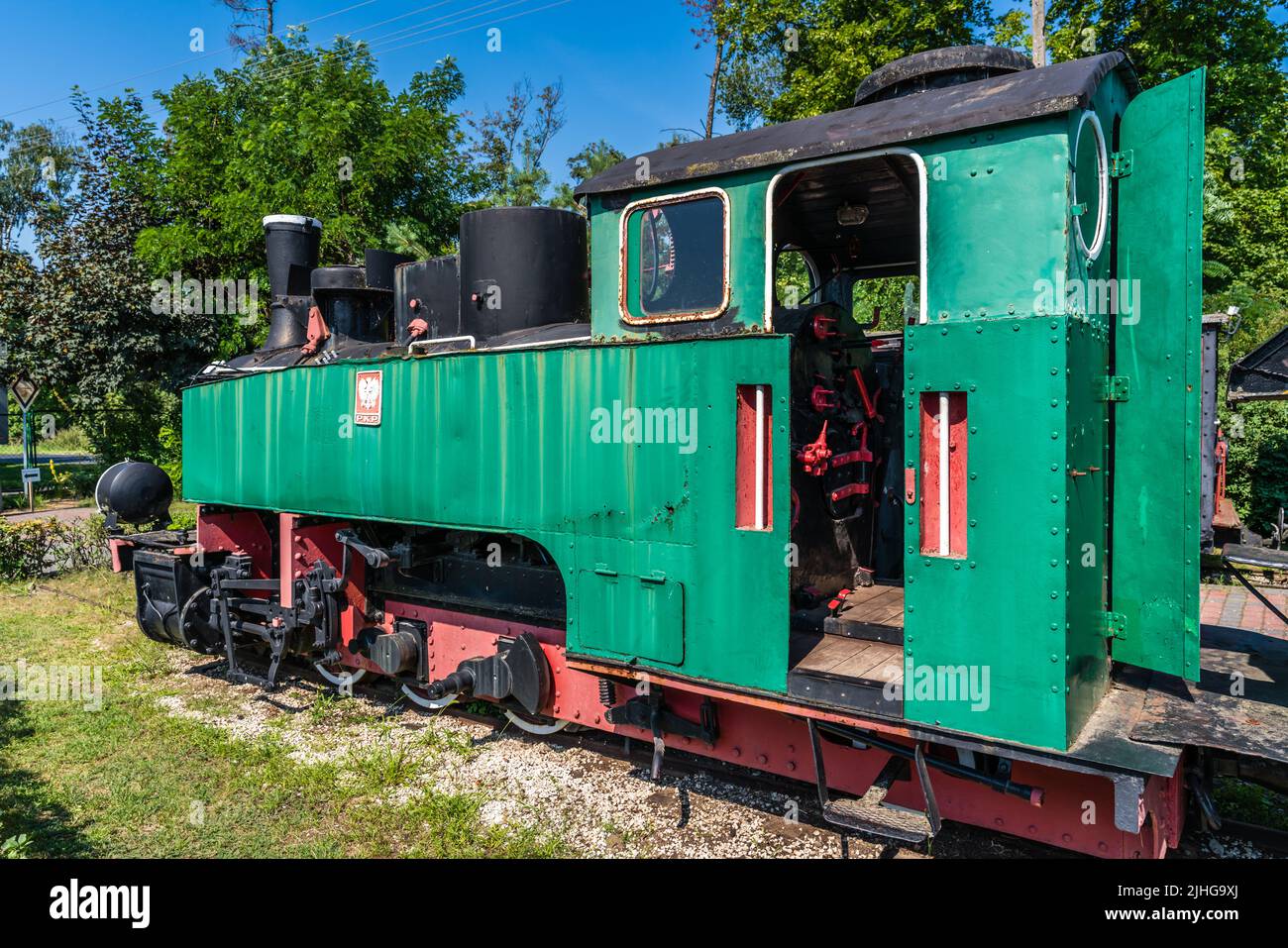 Wenecja, Poland - July 2020 : The old disused narrow gauge train locomotive in the museum Stock Photo