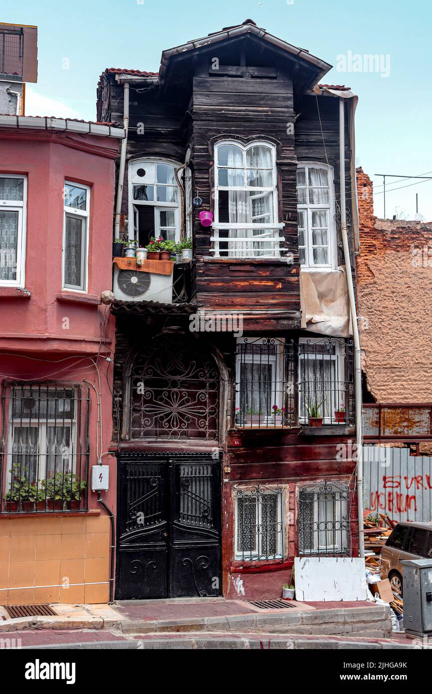 WOODEN OTTOMAN HOUSE ISTANBUL Stock Photo