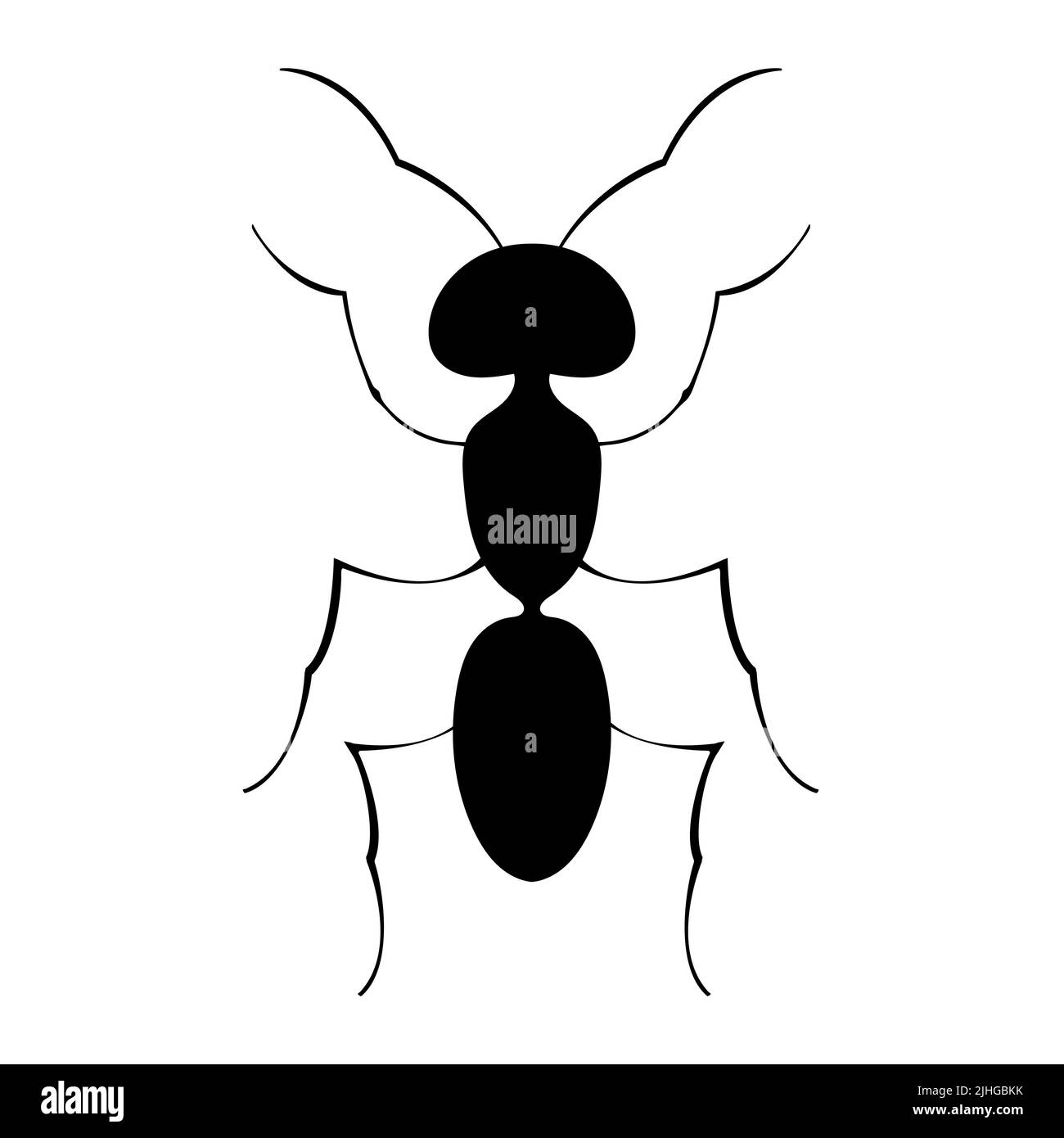 Vector silhouette of an ant on a white background. Illustration of an ...
