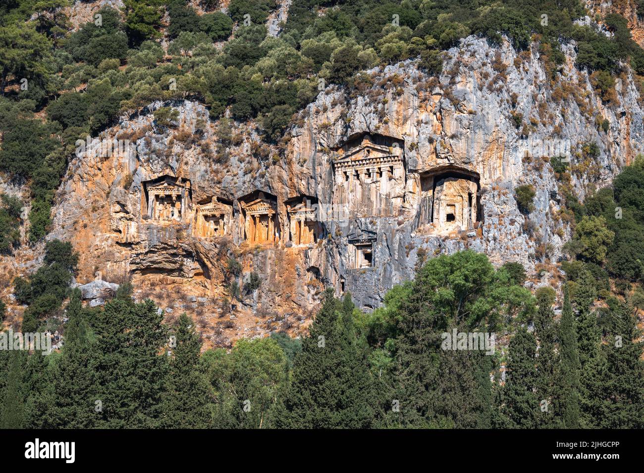 Kings Tombs of Kaunos near Dalyan, Turkey. Stock Photo