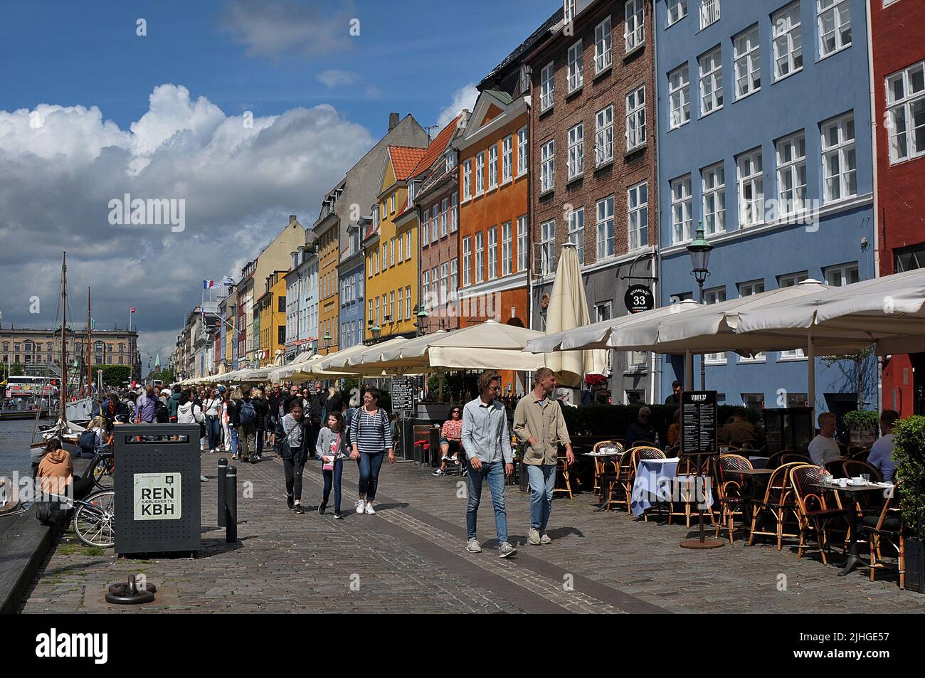 Copenhagen /Denmark./ 09 June 2019/ Tourists life at Nyhavn Canal cafe and restaurants and walk touring on Nyhavh canal .. (Photo..Francis Dean / Deanpictures. Stock Photo