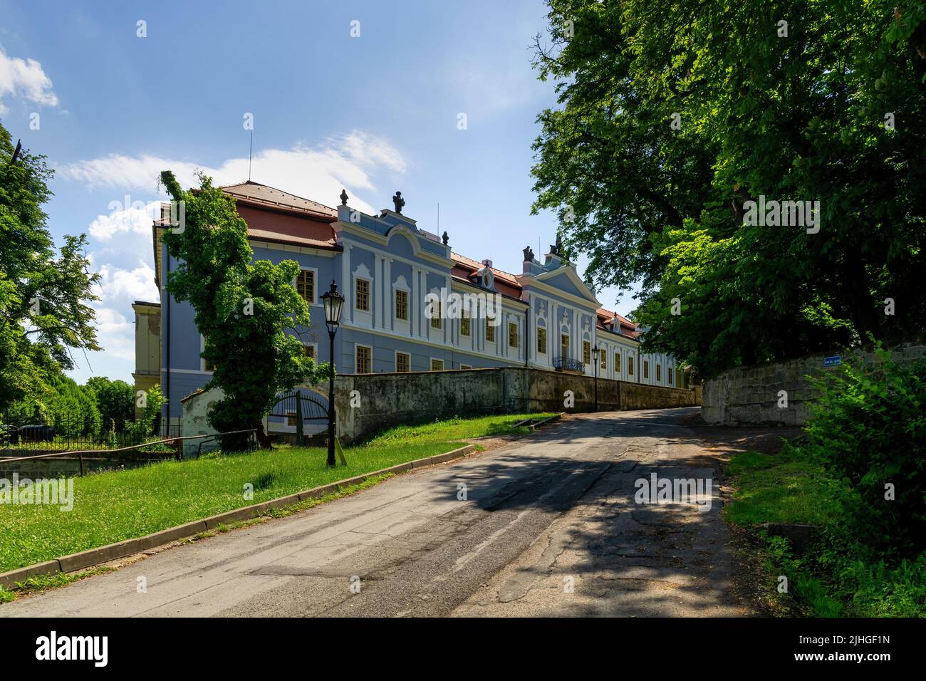 The Rococo chateau Peruc is one of the most valuable in Bohemia. The castle is located northwest of Prague near Louny - Stock Image