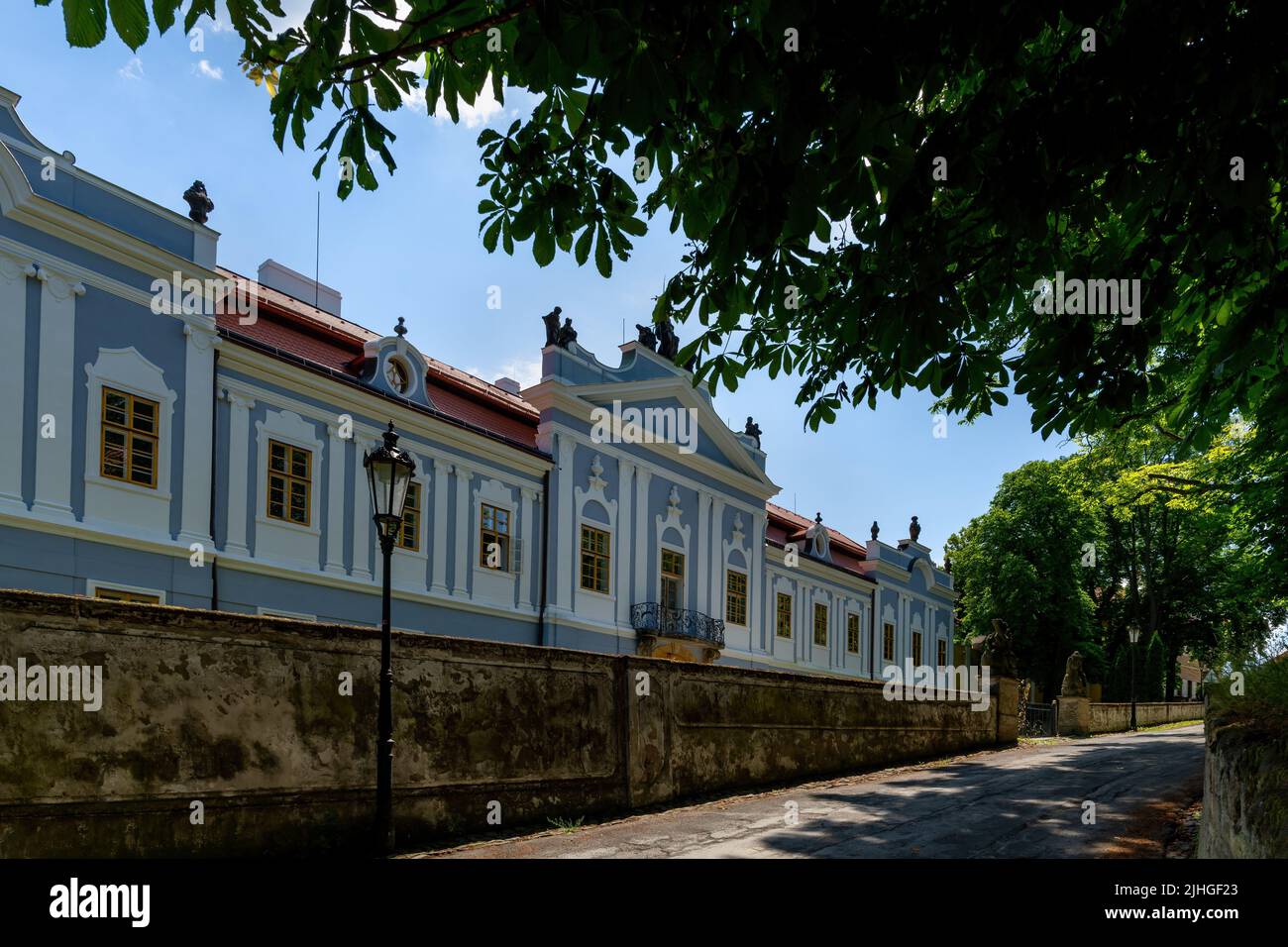 The Rococo chateau Peruc is one of the most valuable in Bohemia. The castle is located northwest of Prague near Louny - Stock Image