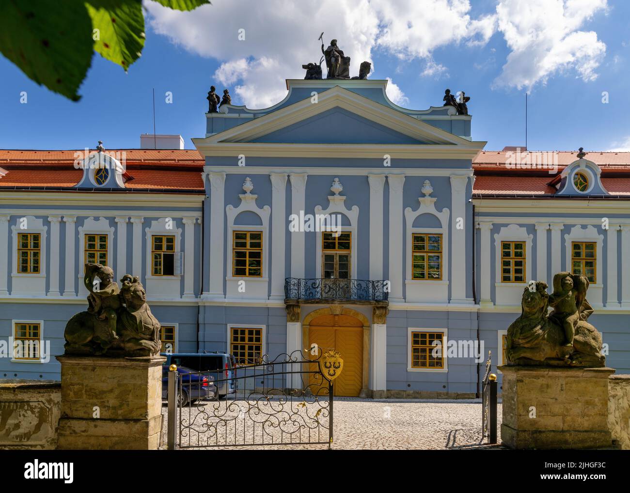 The Rococo chateau Peruc is one of the most valuable in Bohemia. The castle is located northwest of Prague near Louny - Stock Image