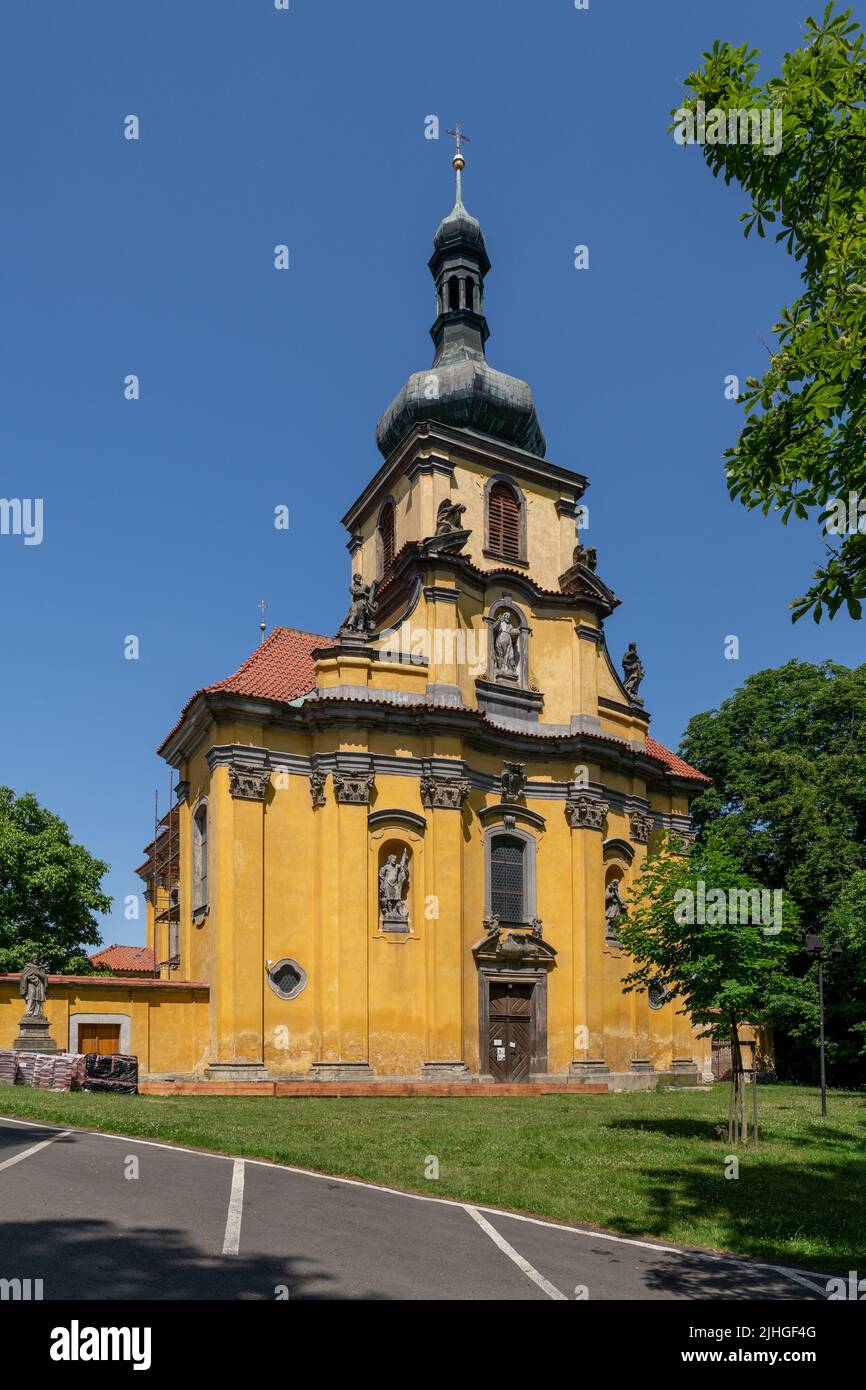 Baroque Church of St. Peter and Paul in Peruc (near Louny) - Czech Republic, Europe - Stock Image