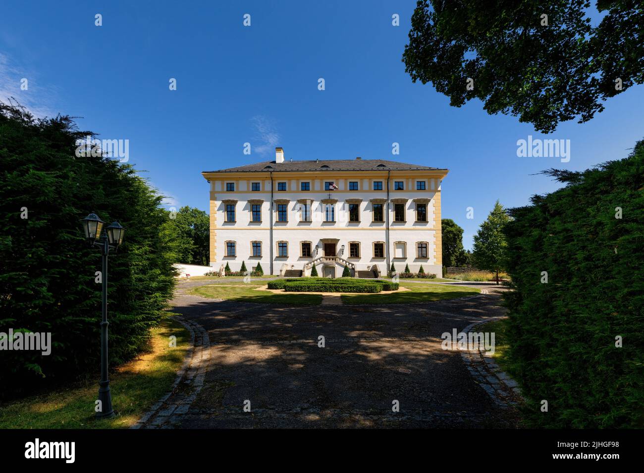 Remains of the castle Rabstejn nad Strelou, built next to the castle. In the area of the former castle there is now a chateau. - Stock Image