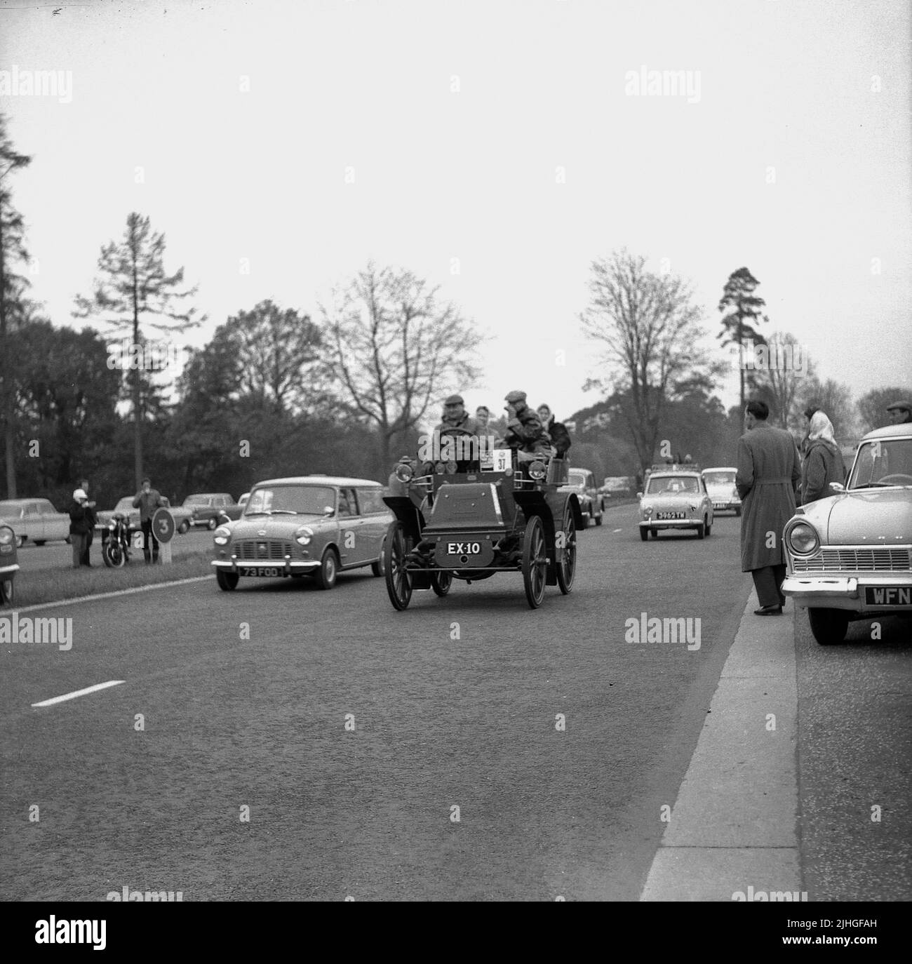 1960s, historical, veteran car, EX10, taking part in the Veteran Car Run, from London to Brighton, England, UK. Stock Photo