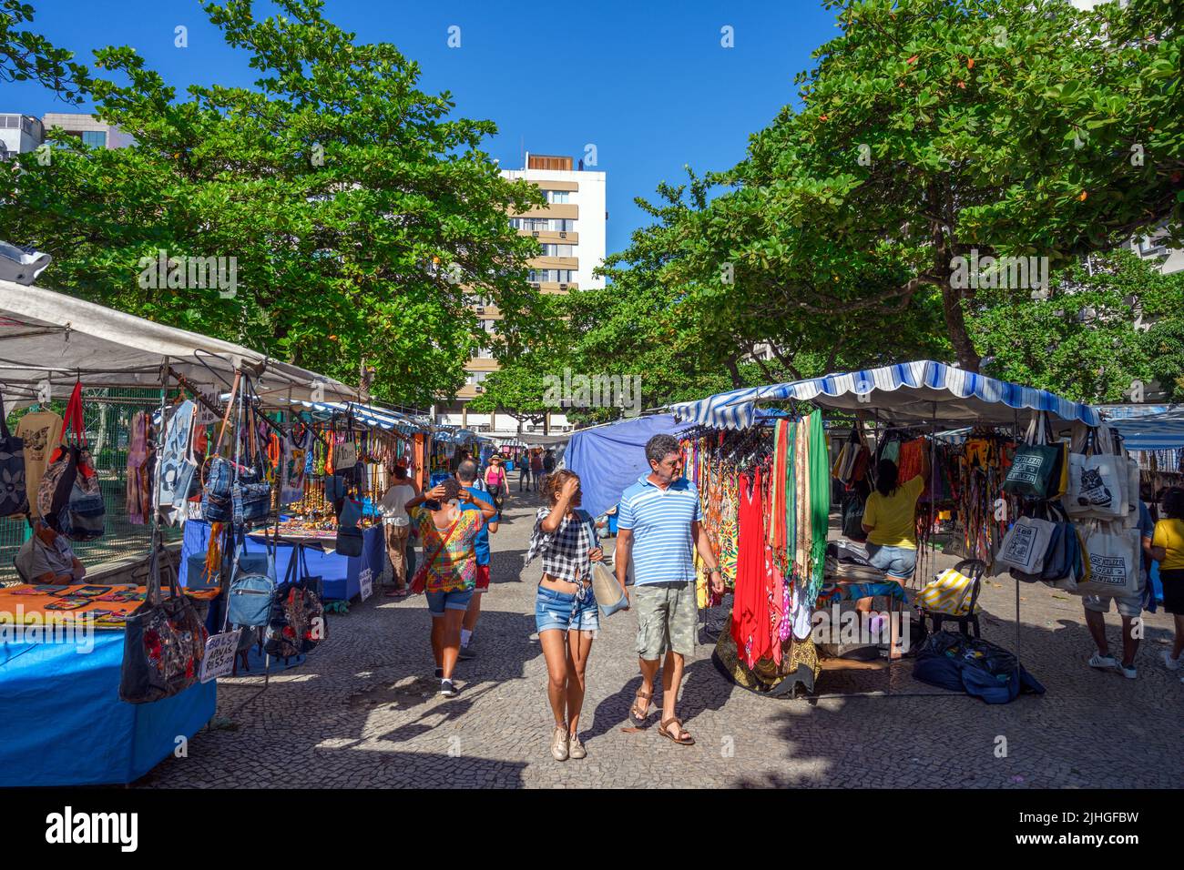 Feira Hippie de Ipanema (Hippie Fair or Hippie Market), Praça General Osório, Ipanema, Rio de Janeiro, Brazil Stock Photo