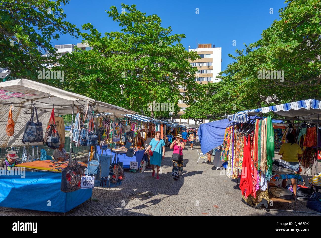 Feira Hippie de Ipanema (Hippie Fair or Hippie Market), Praça General Osório, Ipanema, Rio de Janeiro, Brazil Stock Photo