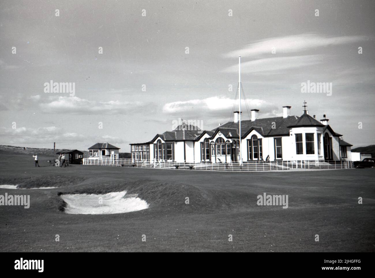 1950s, historical, exterior of the golf house, Fife, Scotland, UK, home of the Golf House Club established in 1875 and which takes it name from the 'golf house' or club house, the building of which began in 1875 and which was completed in 1877.  One of the finest links courses in Fife, the Elie Golf House Club is one of the oldest golf clubs in Scotland and it is thought that golf has been played on the land since the 15th century. Stock Photo