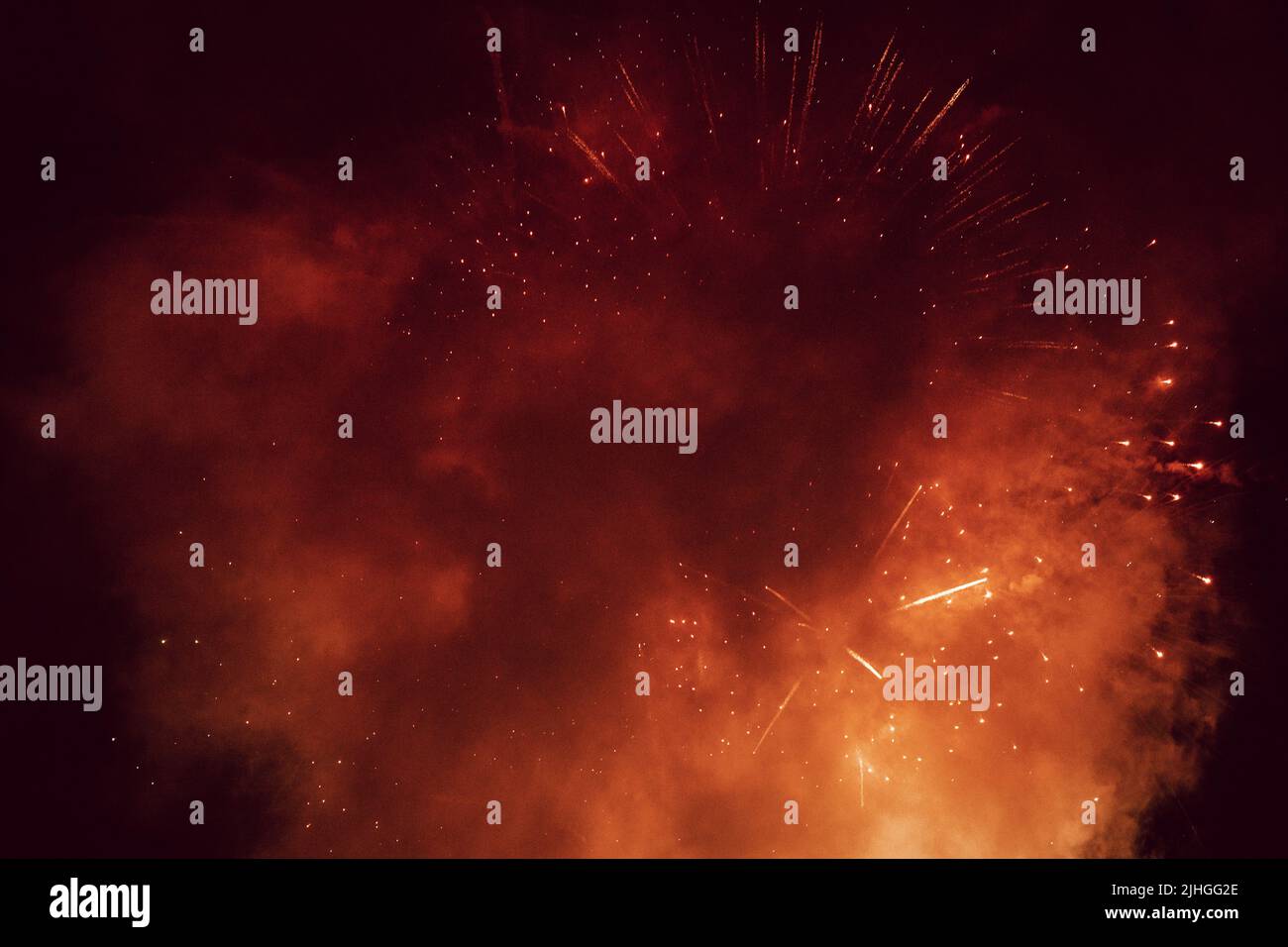 Fireworks exploding with heavy smoke like an accident Stock Photo Alamy
