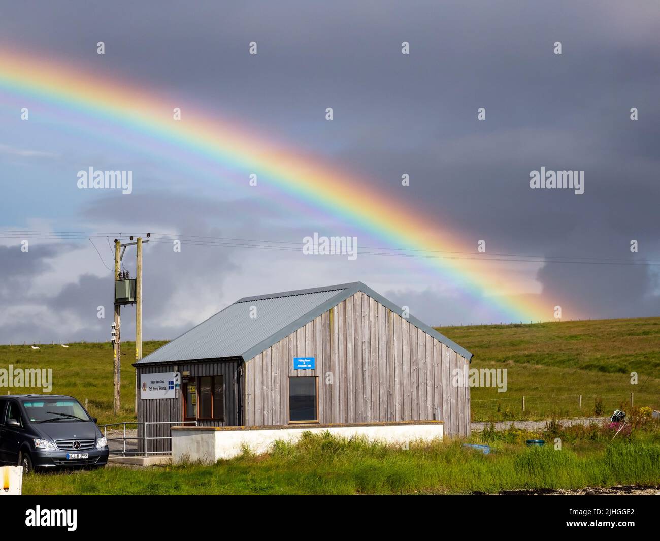 A rainbow over Toft on Mainland Shetland, Scotland, UK Stock Photo - Alamy