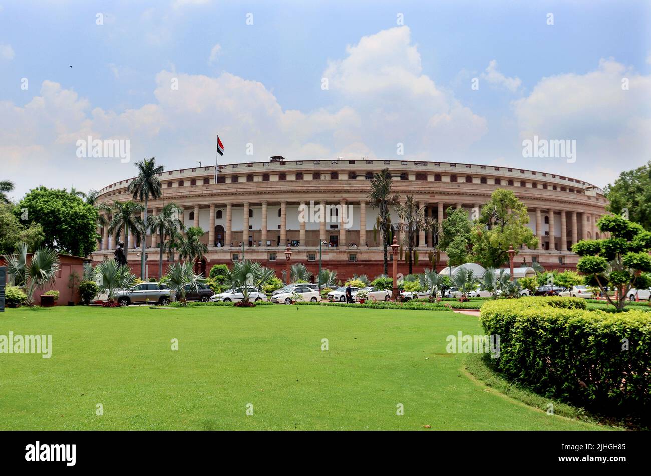 New Delhi, India. 18th July, 2022. A view of Parliament House building during the first day monsoon session 2022 of Parliament, in New Delhi. (Photo by Ganesh Chandra/SOPA Images/Sipa USA) Credit: Sipa USA/Alamy Live News Stock Photo