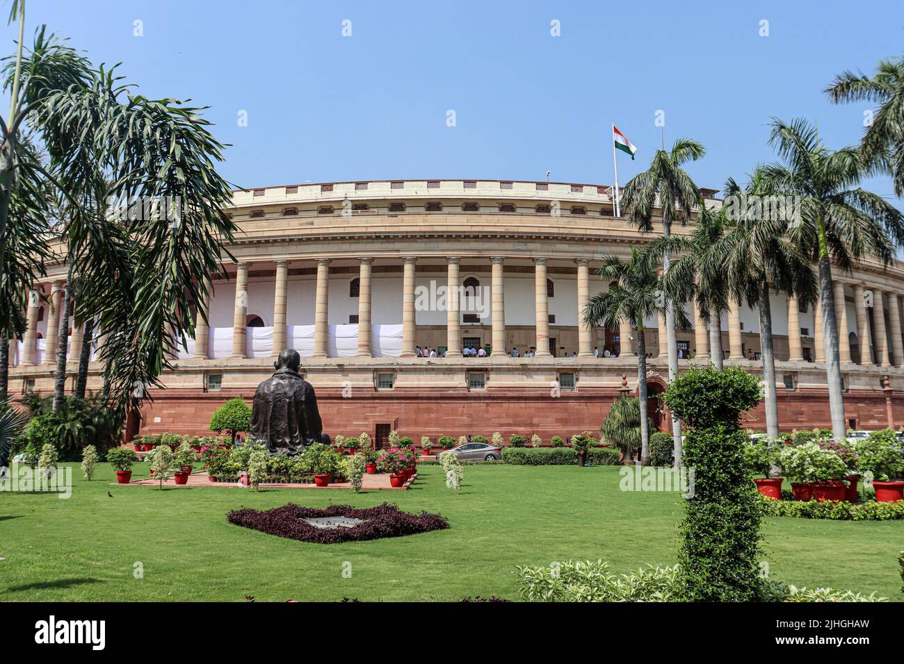 New Delhi, India. 18th July, 2022. A view of Parliament House building during the first day monsoon session 2022 of Parliament, in New Delhi. (Photo by Ganesh Chandra/SOPA Images/Sipa USA) Credit: Sipa USA/Alamy Live News Stock Photo