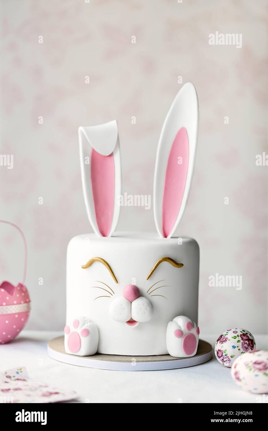 Easter celebration cake in the form of an easter bunny Stock Photo