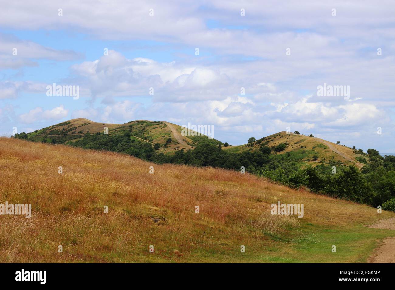 The rolling landscape of the Malvern Hills close to the British Camp Stock Photo