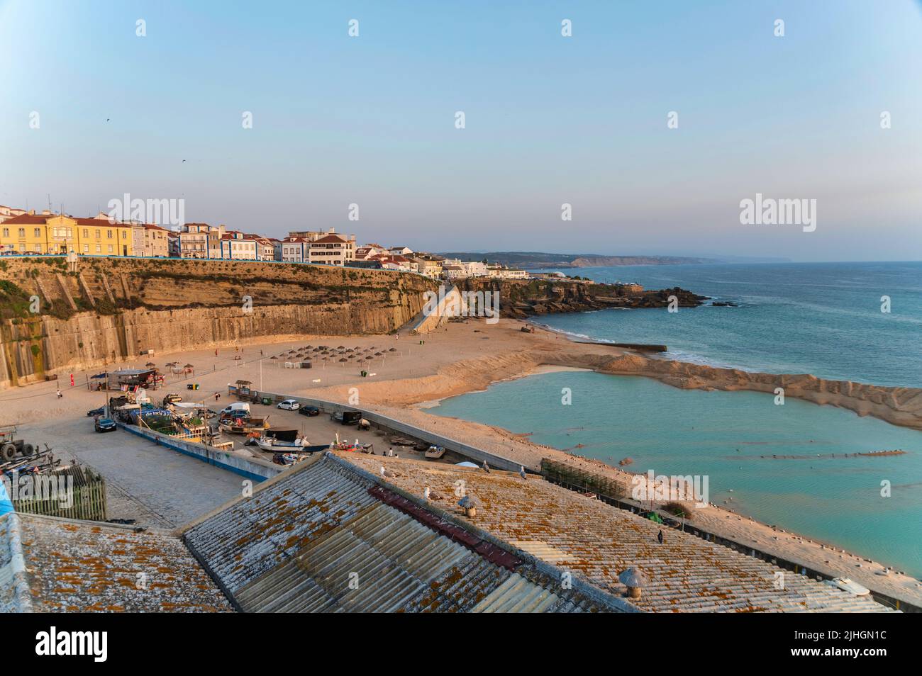 Mafra, Portugal. 16 July 2022.  view of Pescadores beach in Ericeira village in Portugal. Stock Photo