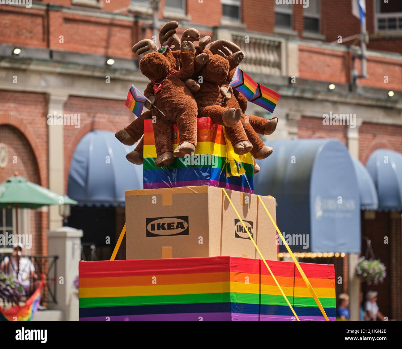 Halifax Pride Parade. Corporate branding of float by Ikea. Halifax, Canada. July 2022. Stock Photo