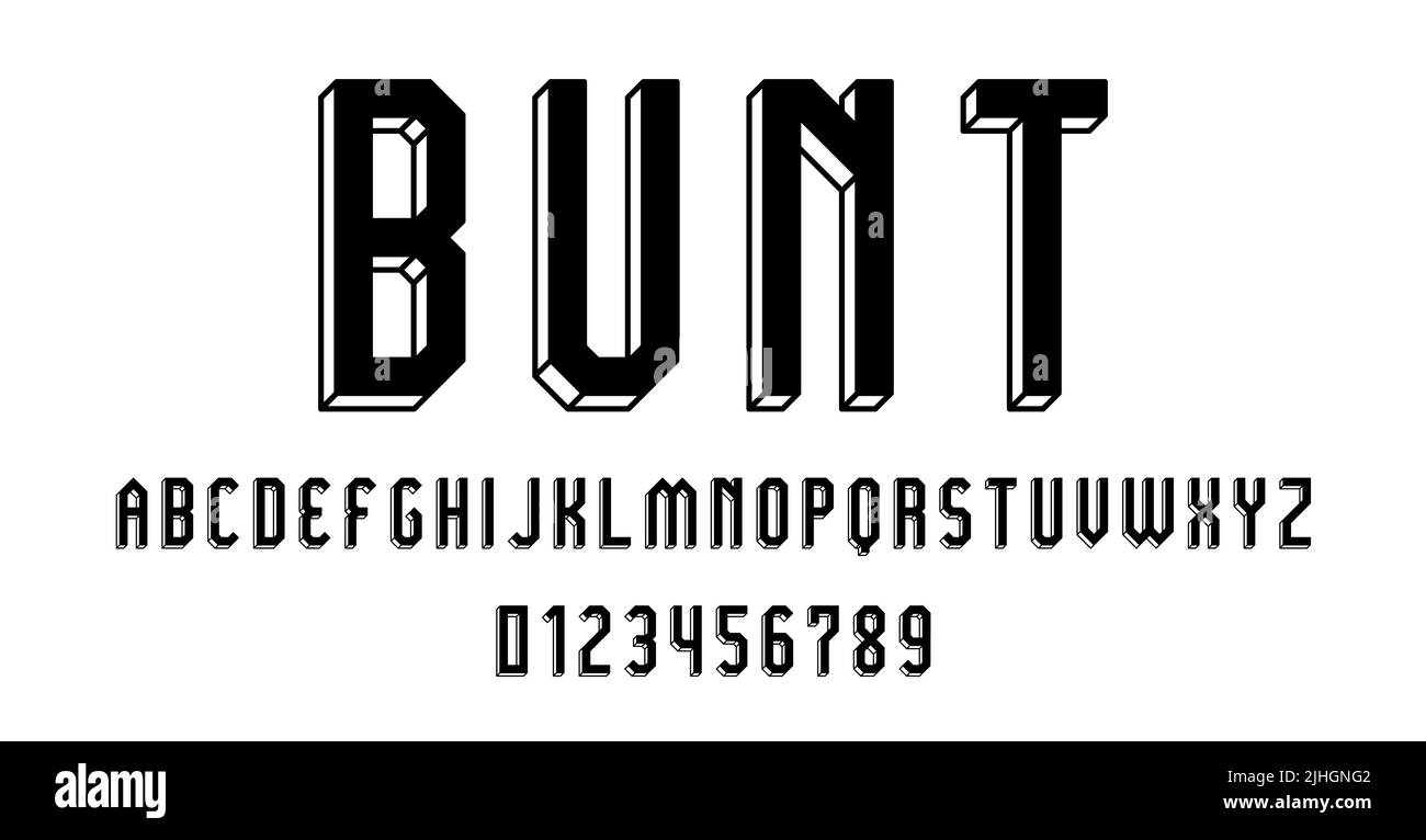 Set of alphabets font letters and numbers modern abstract outline 3D concept design with 3D concept vector illustration Stock Vector