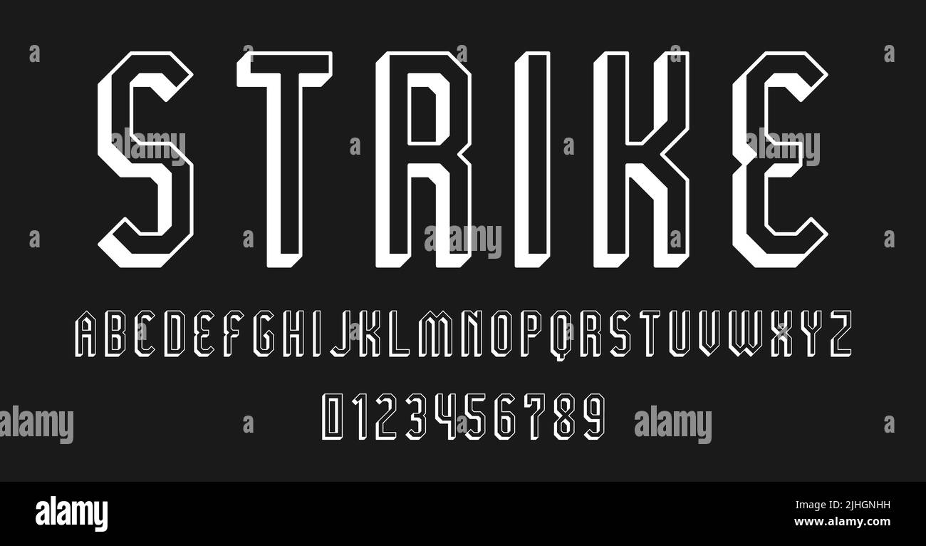 Set of alphabets font letters and numbers modern abstract outline 3D concept design with 3D concept vector illustration Stock Vector