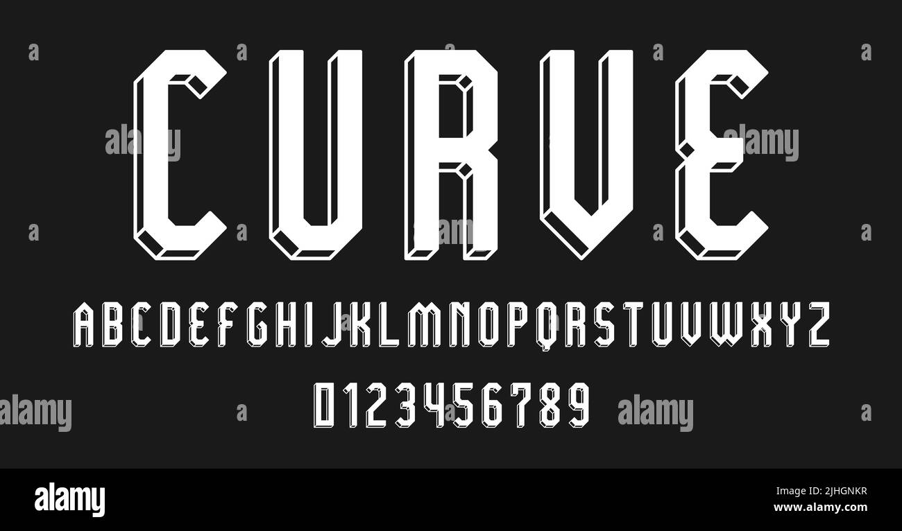 Set of alphabets font letters and numbers modern abstract outline 3D concept design with 3D concept vector illustration Stock Vector