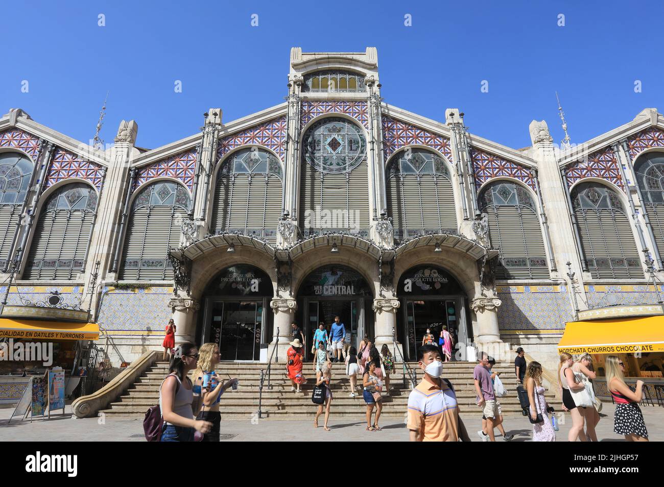 Exterior of the Central Market or Mercado Central, the largest indoor market in Europe, in Valencia, Spain Stock Photo