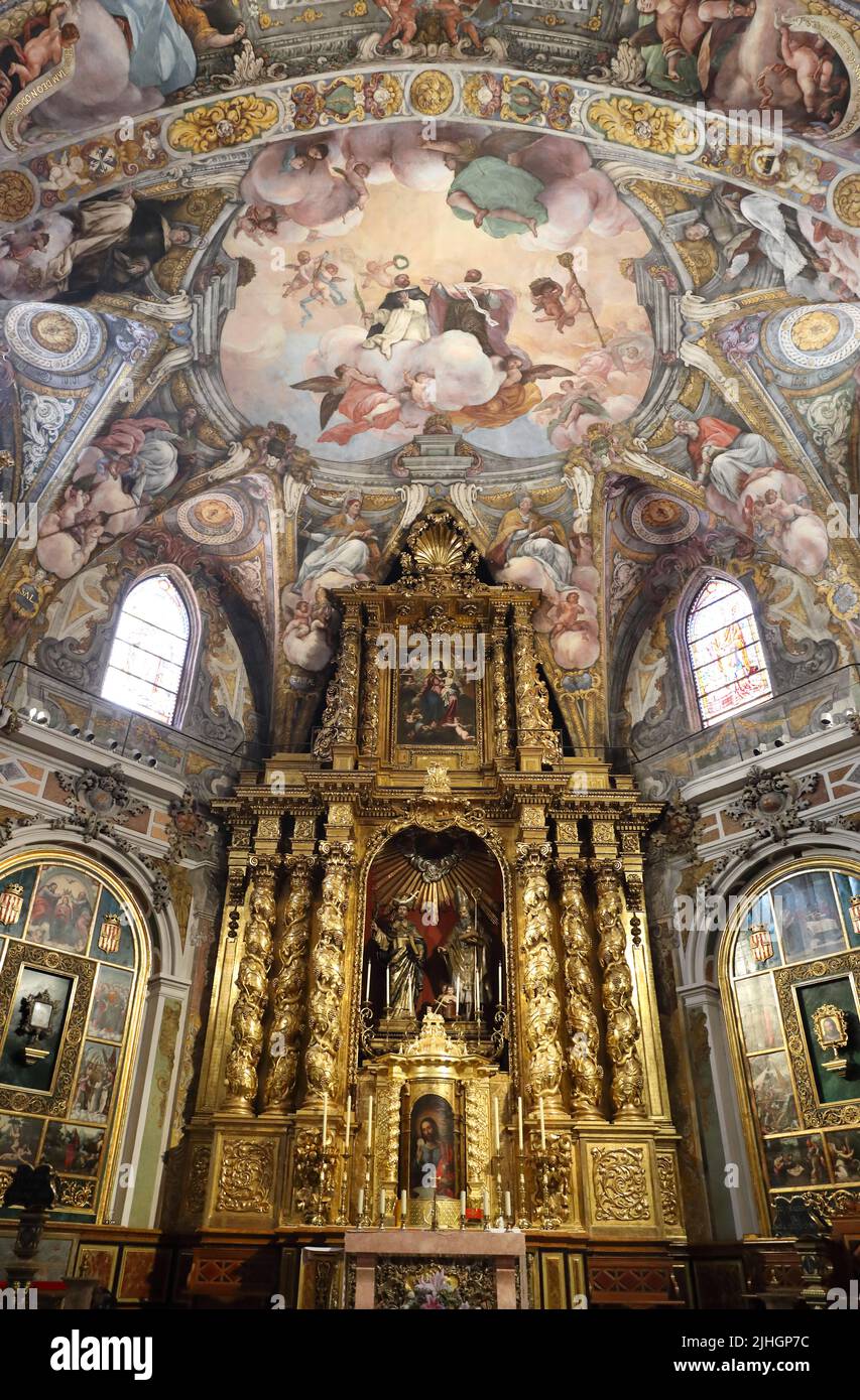 Interior of beautiful San Nicolas de Bari and San Pedro Martir, a Valencian Gothic style RC church, known as the Sistine Chapel of Valenca, in Spain Stock Photo