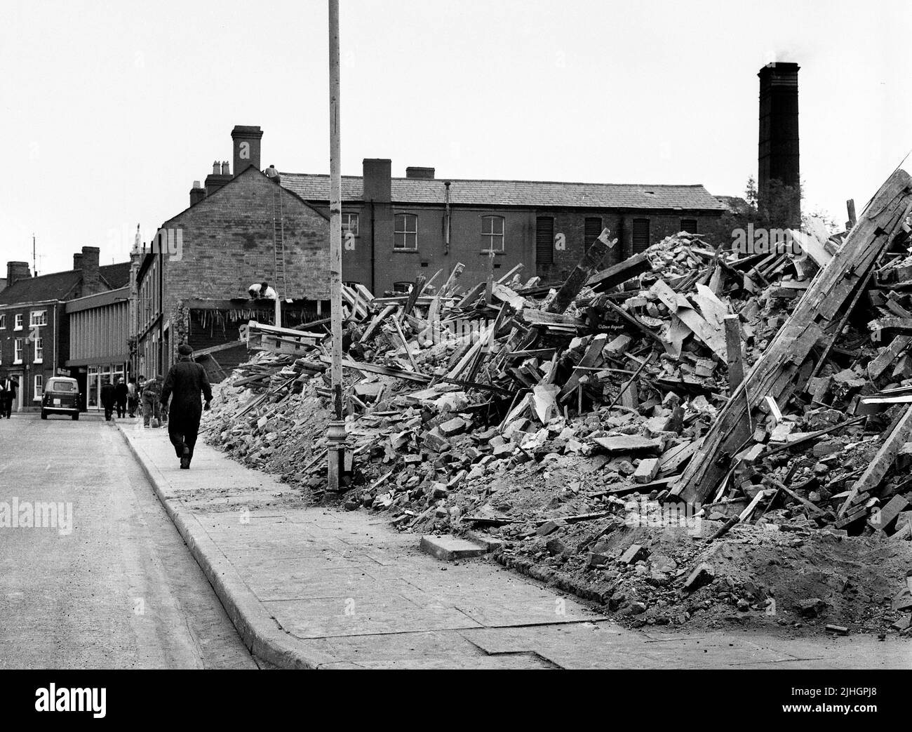 Britain 1968 old terraced houses demolished to make way for new development in Walker Street, Wellington Stock Photo