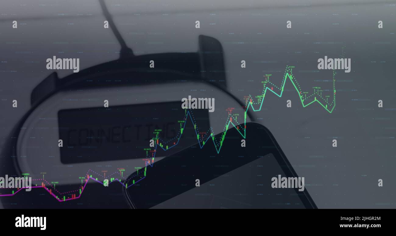 Image of data processing over smartphone Stock Photo
