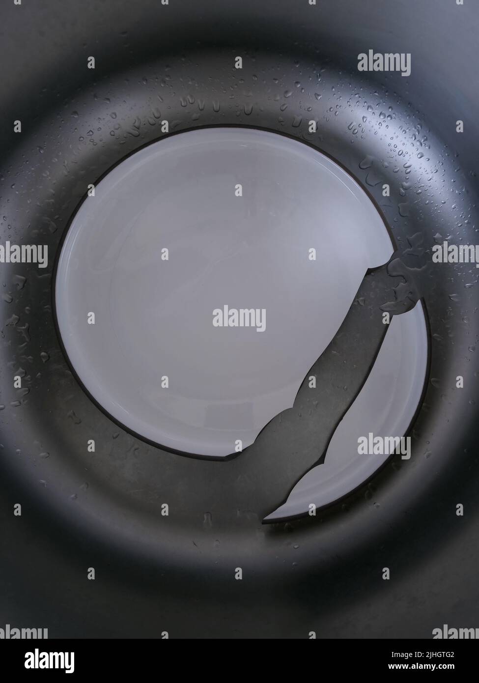 Ceramic plate broke apart. Failure in the kitchen during meal