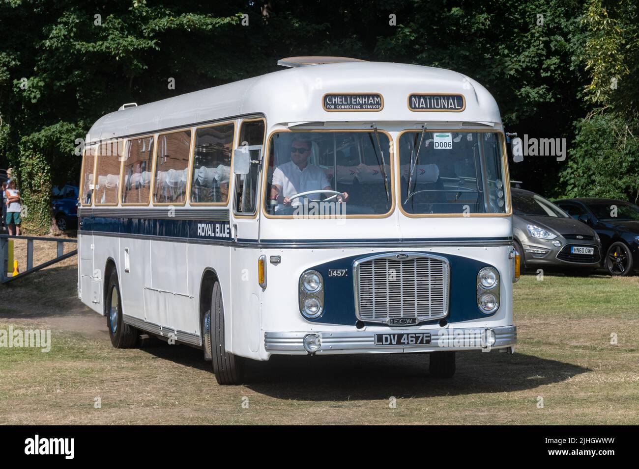 Vintage1968 Bristol (BLMC) Royal Blue coach at a transport event in Hampshire, England, UK Stock Photo