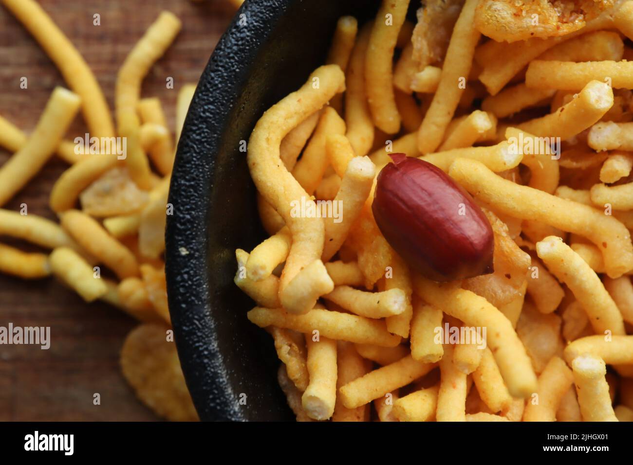 Crackles, traditional snack made from pea flour. Known as slangetjies in South Africa Stock