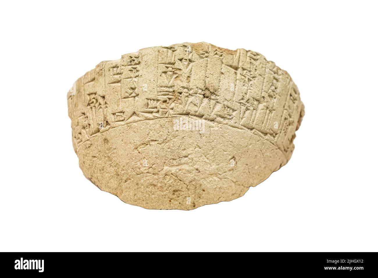Bowl fragment with an inscription. Babylonia. Beginning of the 2nd Millenium B.C. Stock Photo