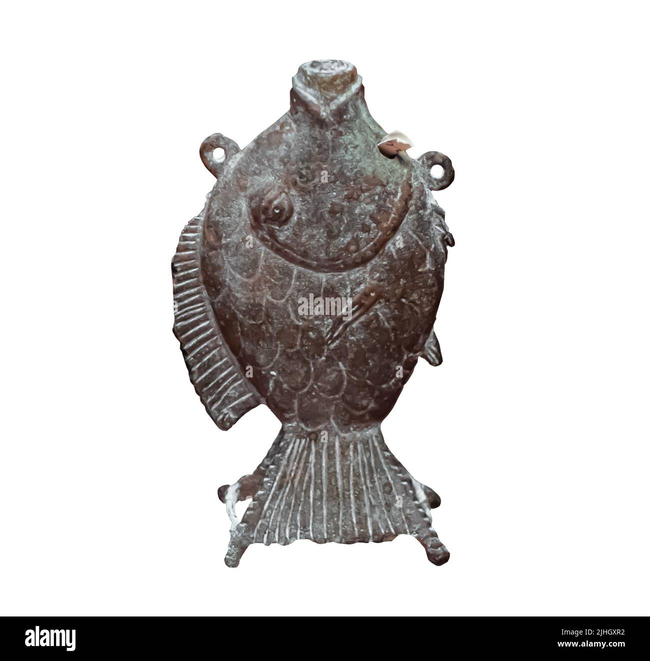 Vessel in the form of a fish - Bronze, cast, engraved. Egypt, Luxor. 5th-6th century Stock Photo