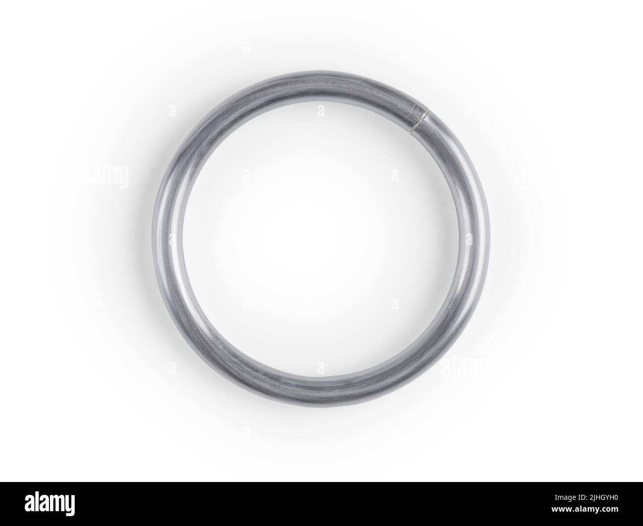 Silver colored metallic ring. Steel ring isolated on white background, clipping path included Stock Photo