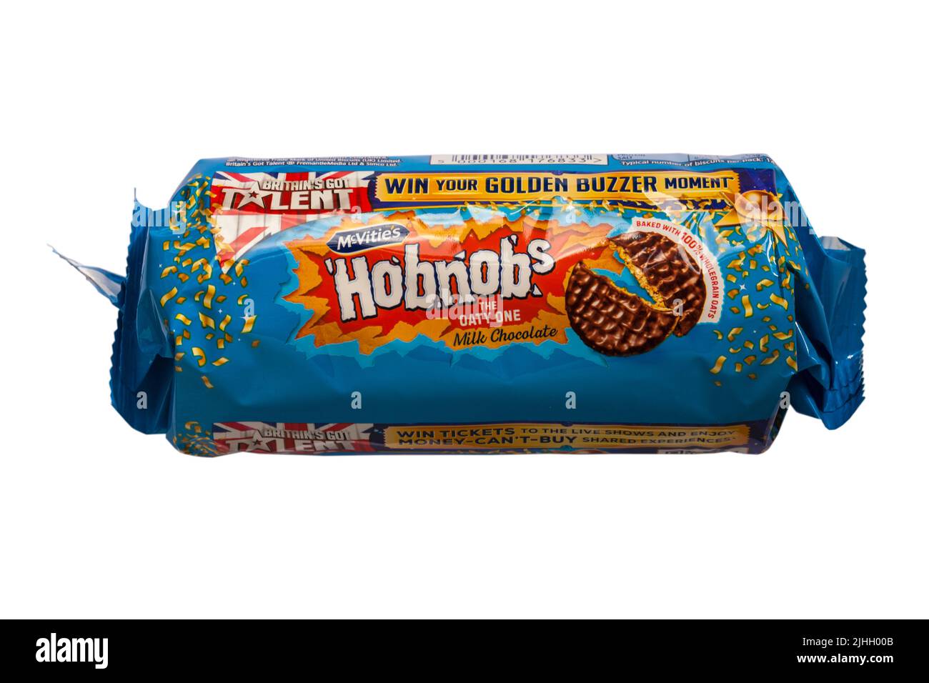 packet of McVitie's Hobnobs the Oaty One milk chocolate biscuits isolated on white background Stock Photo