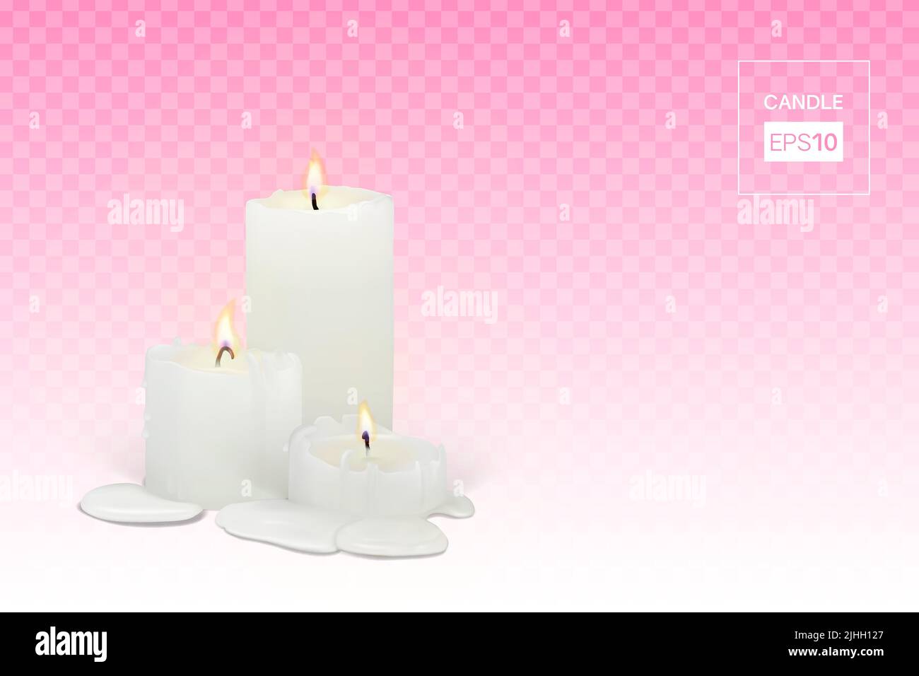 Set of burning white candles on a transparent background Stock Vector ...