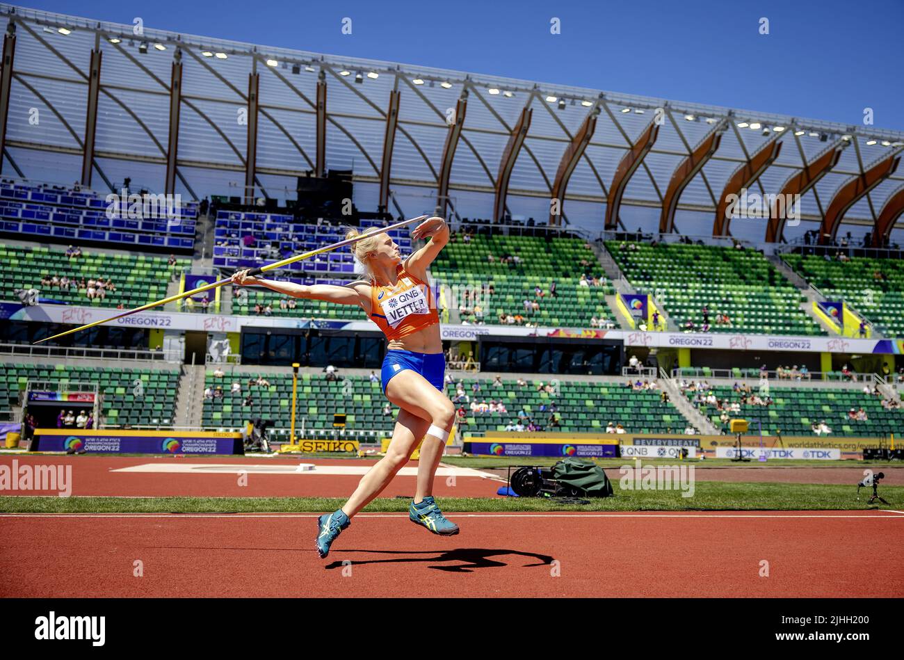 EUGENE Anouk Vetter in action during the allaround javelin throw of