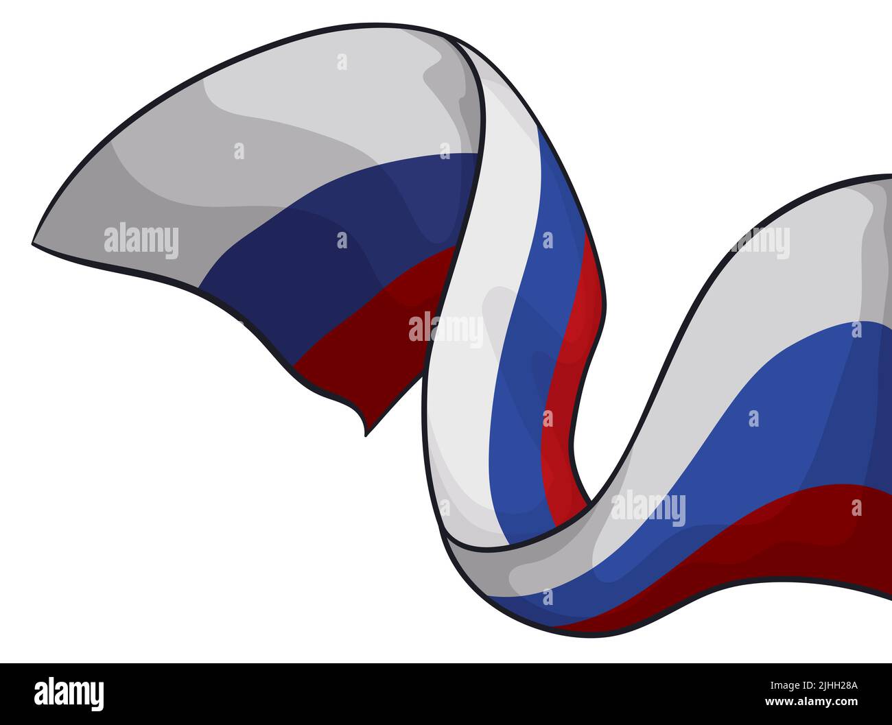 View of tricolor ribbon with the Russia flag colors: white, blue and red Stock Vector